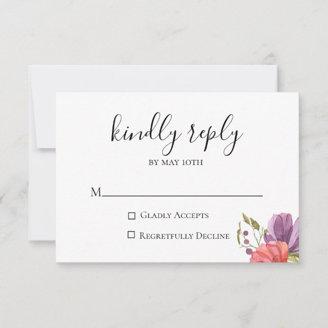 Tarjeta RSVP de Wispy Floral Wedding (Anverso)