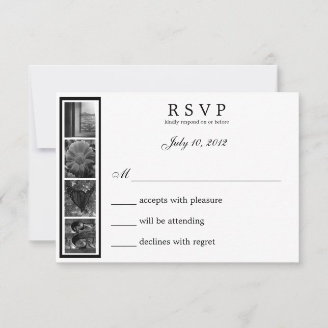 Tarjeta RSVP de Word Art Alphabet Photography (Anverso)