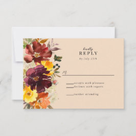 Tarjeta RSVP de Wreath de Naranja de otoño quemado