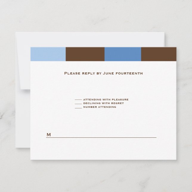 Tarjeta RSVP de Zachary Blue Brown (Anverso)