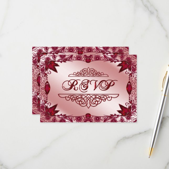 Tarjeta RSVP del 40° aniversario del Boda de Ruby (Anverso/Reverso In Situ)
