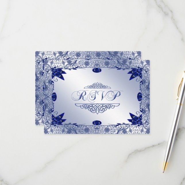 Tarjeta RSVP del 45° aniversario de Sapphire Boda (Anverso/Reverso In Situ)