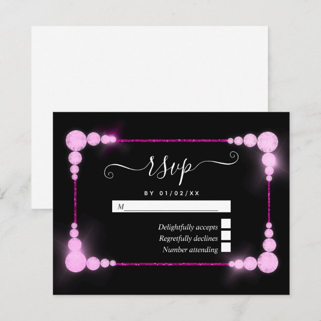 Tarjeta RSVP del 60° Aniversario del Boda del Diam (Anverso / Reverso)
