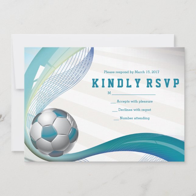 Tarjeta RSVP del CHICA del SOCCER Aqua Bat Mitzvah (Anverso)