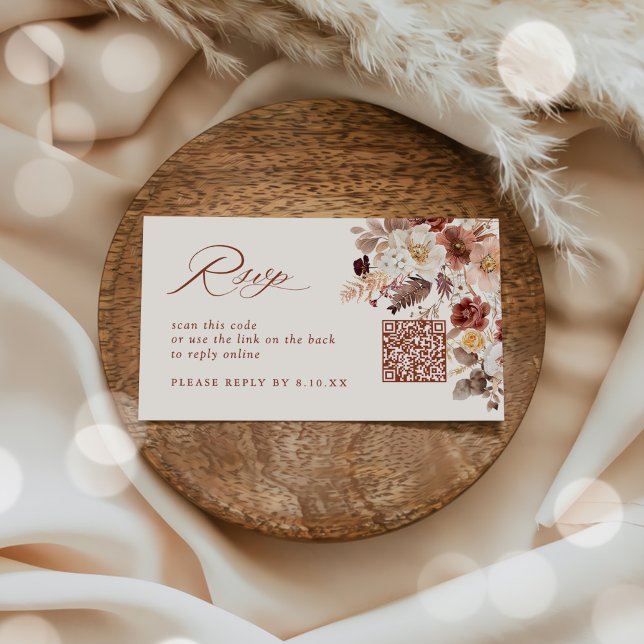 Tarjeta RSVP del código QR del Boda de plegado flo (Subido por el creador)