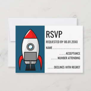 Tarjeta RSVP del cohete Retro Sci