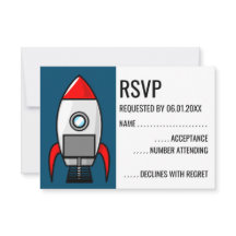 Tarjeta RSVP del cohete Retro Sci