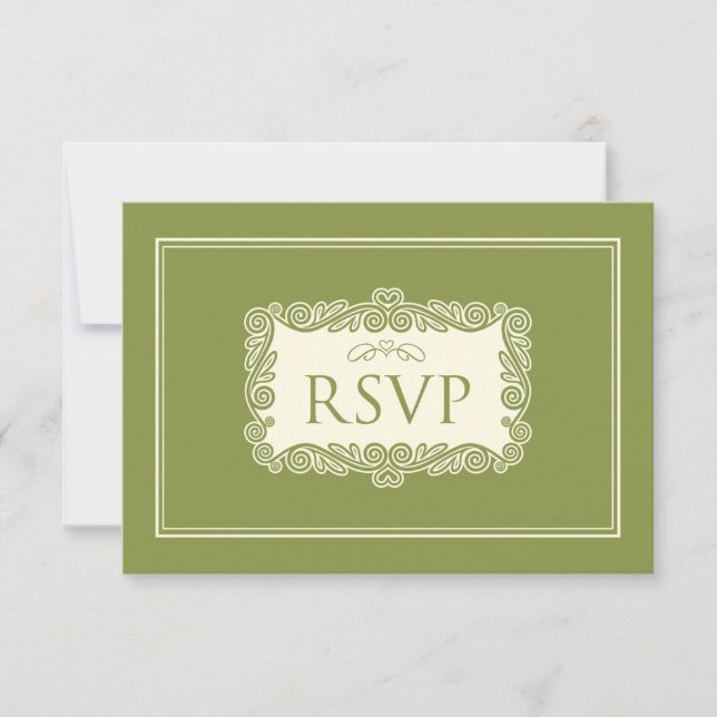 Tarjeta RSVP del Corazón encantadora (bosque) (Anverso)