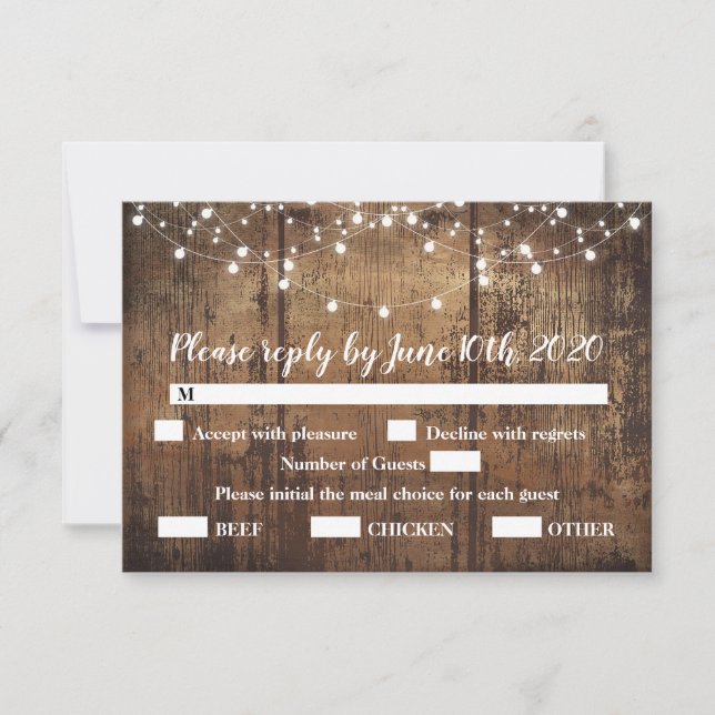 tarjeta RSVP del gabinete de boda (Anverso)