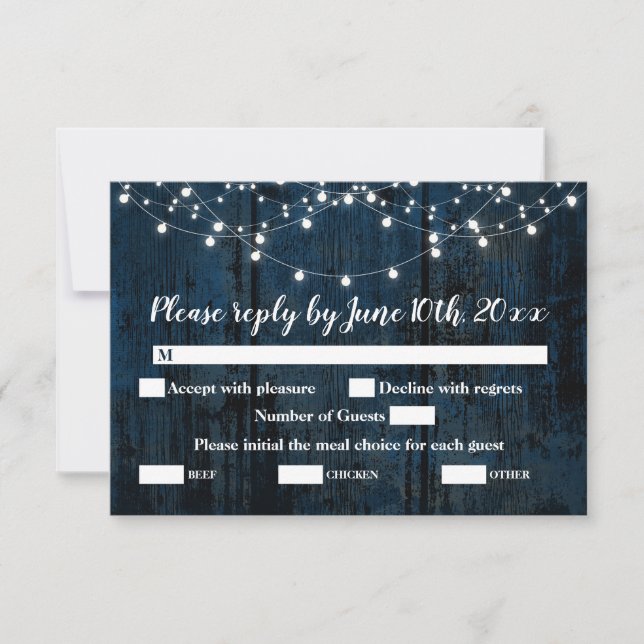 tarjeta RSVP del gabinete de boda (Anverso)