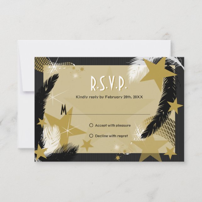 Tarjeta RSVP del Glamour de Hollywood (Anverso)