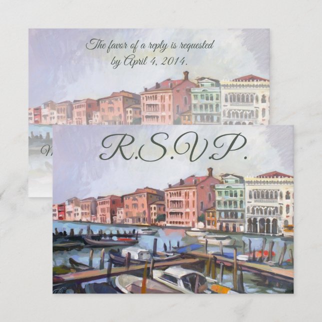 Tarjeta RSVP del Gran Canal de Venecia (Anverso / Reverso)