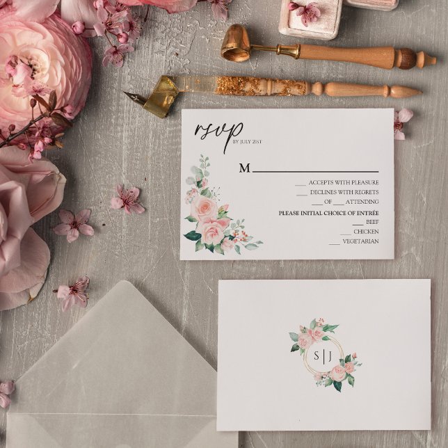 Tarjeta RSVP del menú Boda blanco floral de Rubor (Subido por el creador)