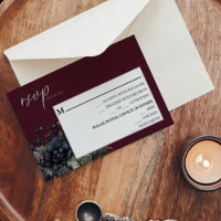 Tarjeta RSVP del menú floral borgoña oscuro gótico