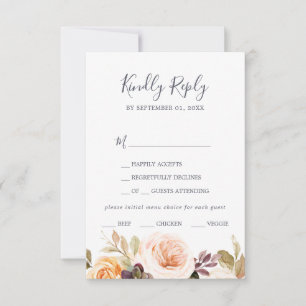 Tarjeta RSVP del menú Rustic Earth Florals