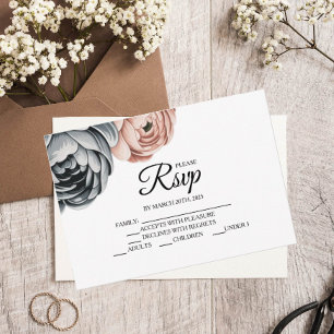 Tarjeta RSVP del moderno Rosa de diseño de Dusty