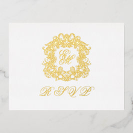 Tarjeta RSVP del Relieve metalizado dorado del Bod