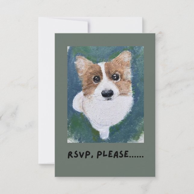 Tarjeta RSVP del retrato del Mascota del pastel de (Anverso)