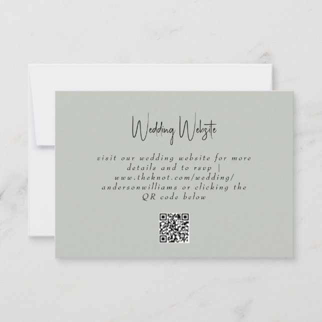 Tarjeta RSVP del sitio web de código QR del Boda d (Anverso)