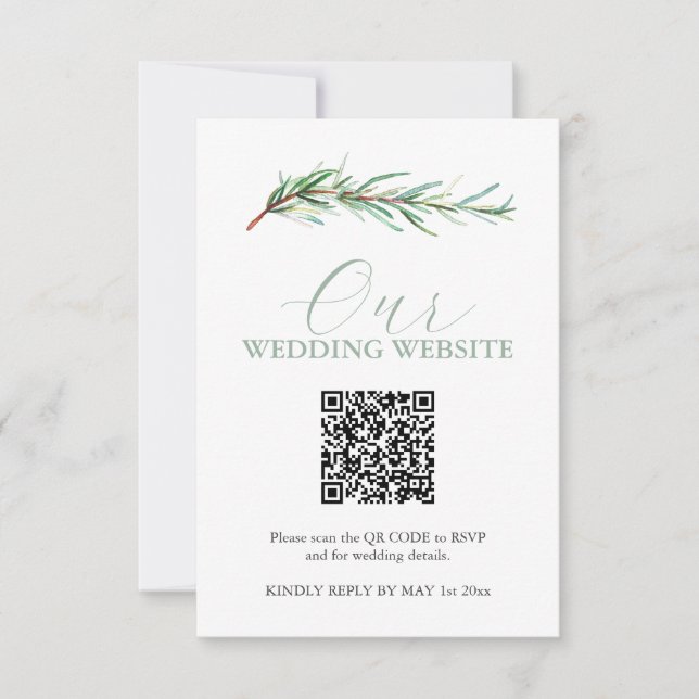 Tarjeta RSVP del sitio web del Boda de acuarela co (Anverso)