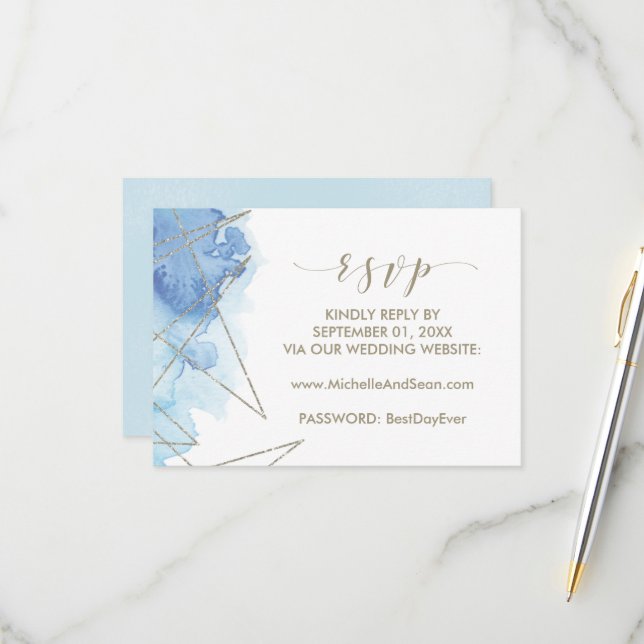 Tarjeta RSVP del sitio web del Boda de acuarela ge (Anverso/Reverso In Situ)