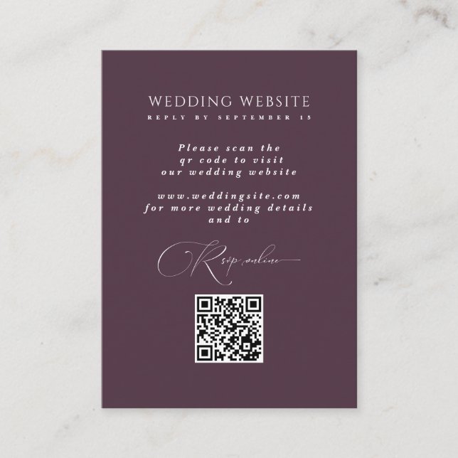 Tarjeta RSVP del sitio web del Boda de código QR d (Anverso)