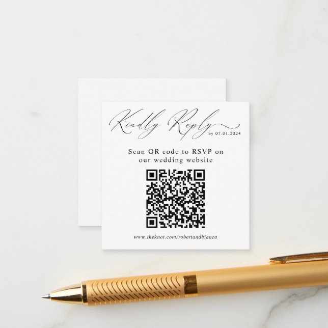 Tarjeta RSVP del sitio web del Boda de código QR m (Anverso/Reverso In Situ)