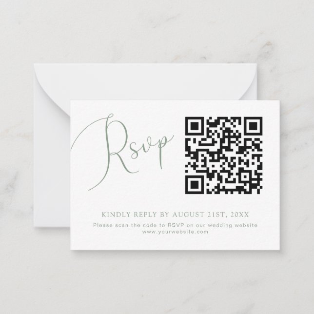 Tarjeta RSVP del sitio web del Boda de código QR v (Anverso)