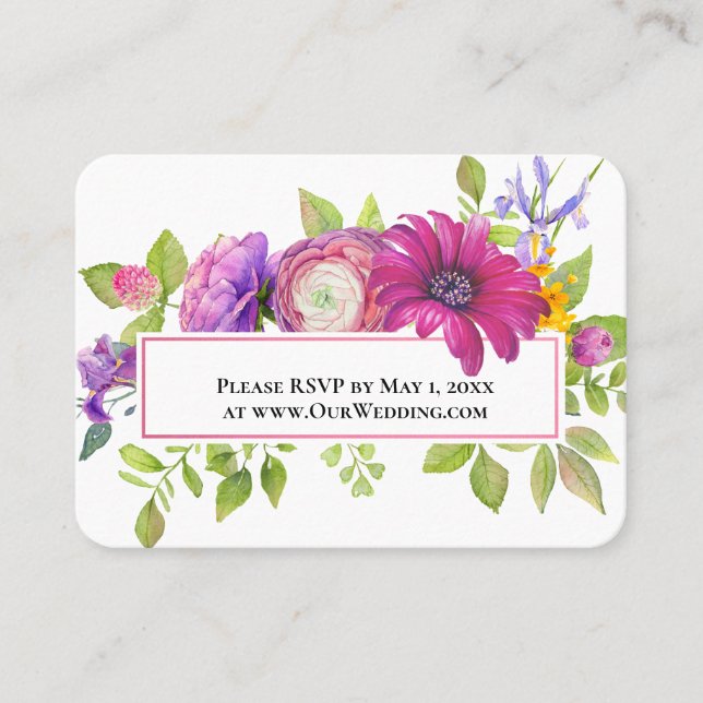 Tarjeta RSVP del sitio web del Boda de Flores de V (Anverso)