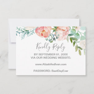 Tarjeta RSVP del sitio web del Boda de flores romá