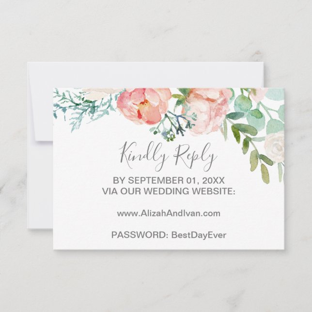 Tarjeta RSVP del sitio web del Boda de flores romá (Anverso)