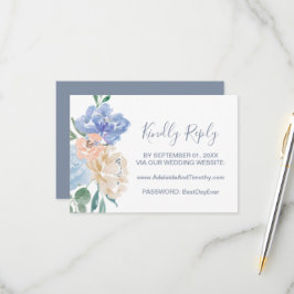 Tarjeta RSVP del sitio web del Boda Dusty Blue Flo