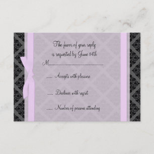 Tarjeta RSVP Demure de Damask rosa y Negro