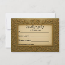 Tarjeta RSVP dorded in Gold Wedding