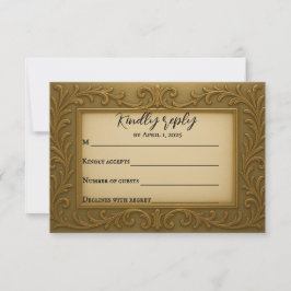 Tarjeta RSVP dorded in Gold Wedding