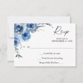 Tarjeta RSVP Dusty Blue Floral sin comidas