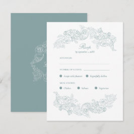 Tarjeta RSVP Dusty Blue Rococo Meal Choice