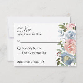 Tarjeta RSVP Dusty Blue & Rubor Pink Floral no Mea