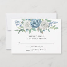 Tarjeta RSVP Dusty Blue & White Wedding