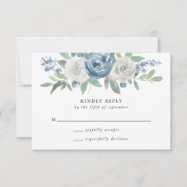 Tarjeta RSVP Dusty Blue & White Wedding