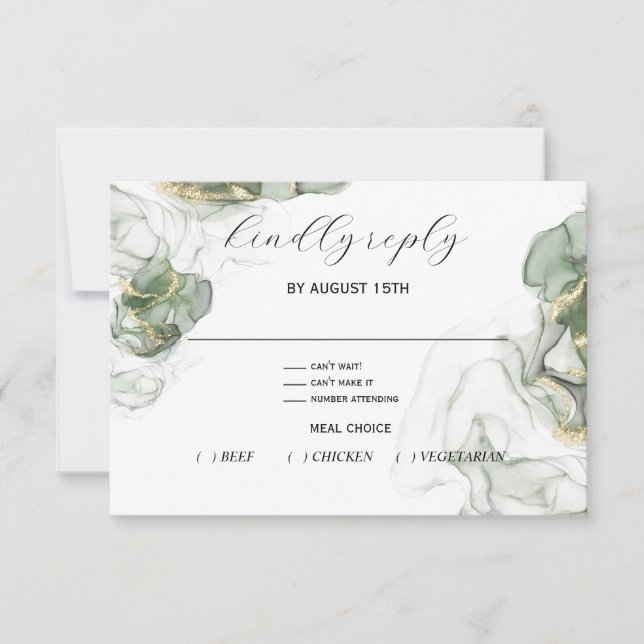 Tarjeta RSVP Dusty Pine Green y Carbón (Anverso)