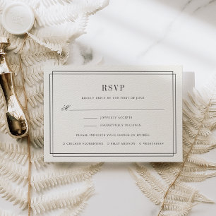 Tarjeta RSVP Ecru sin tiempo con opción de comida