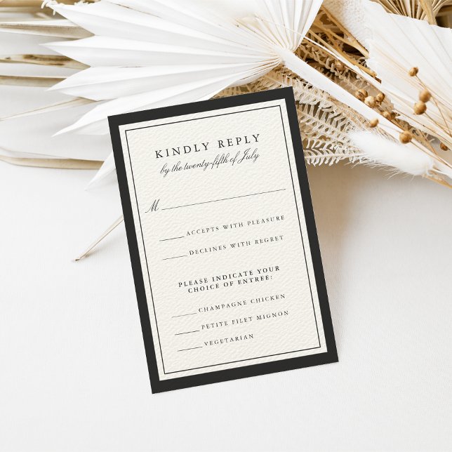 Tarjeta RSVP Ecru y Black Wedding con Elección de  (Subido por el creador)