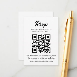 Tarjeta RSVP editable con código QR, inserción de 