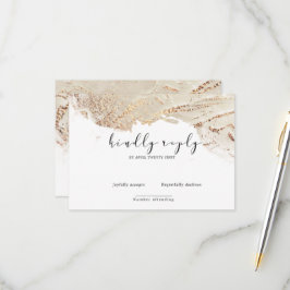 Tarjeta RSVP elegante de Relieve metalizado de imi