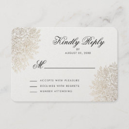 Tarjeta RSVP Elegante de Relieve metalizado dorado