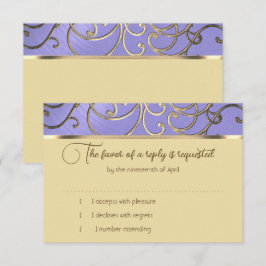 Tarjeta RSVP Elegante Lavander Purple Gold Filigre
