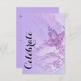 Tarjeta RSVP Elegante Masquerade Purple and Pink