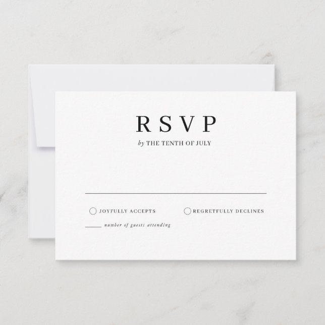 Tarjeta RSVP elegante minimalista (Anverso)