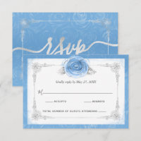 Tarjeta RSVP elegante para Rosas de color plata y